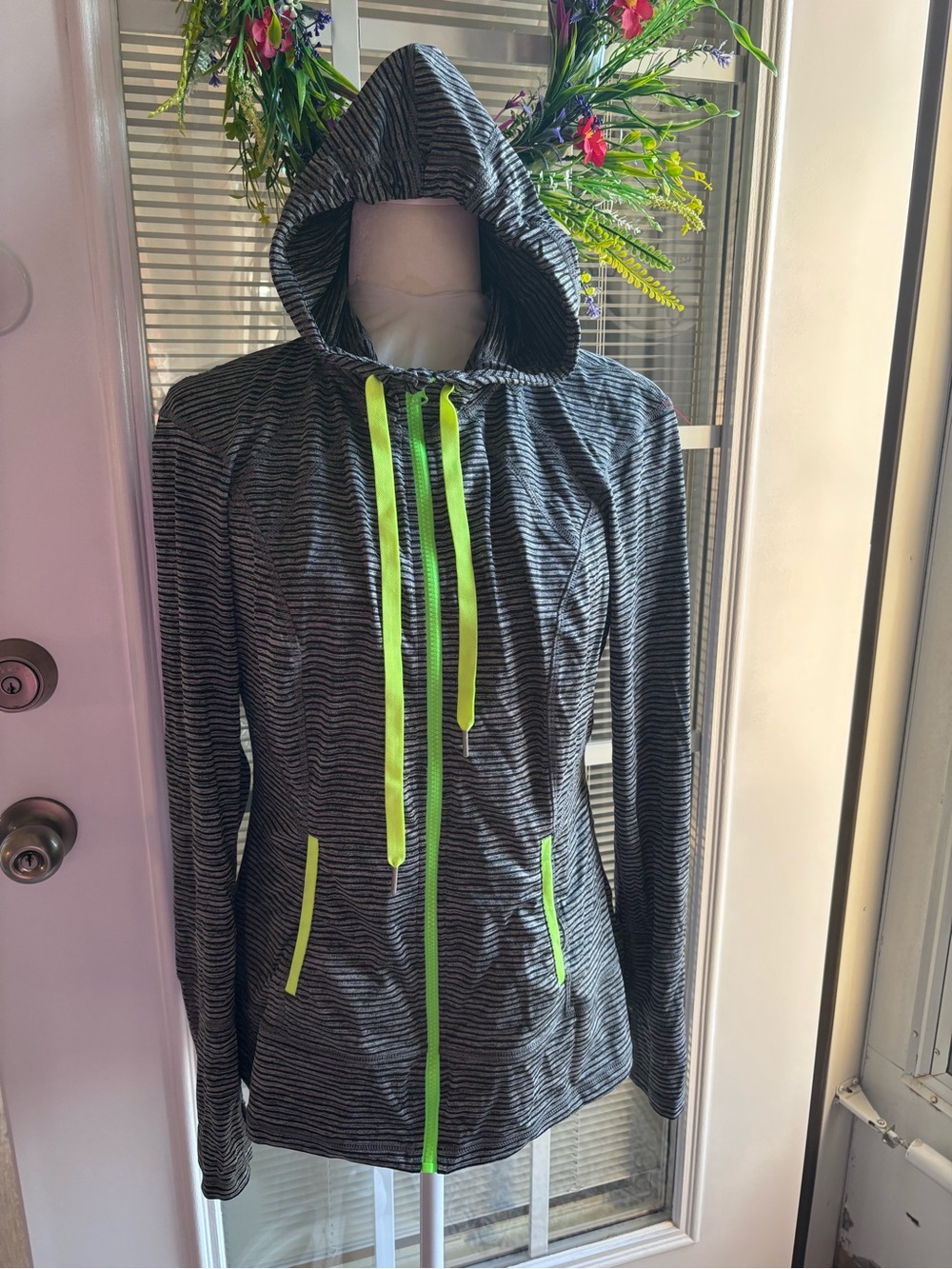 lukka Black & Neon Yellow Striped Hooded Jacket